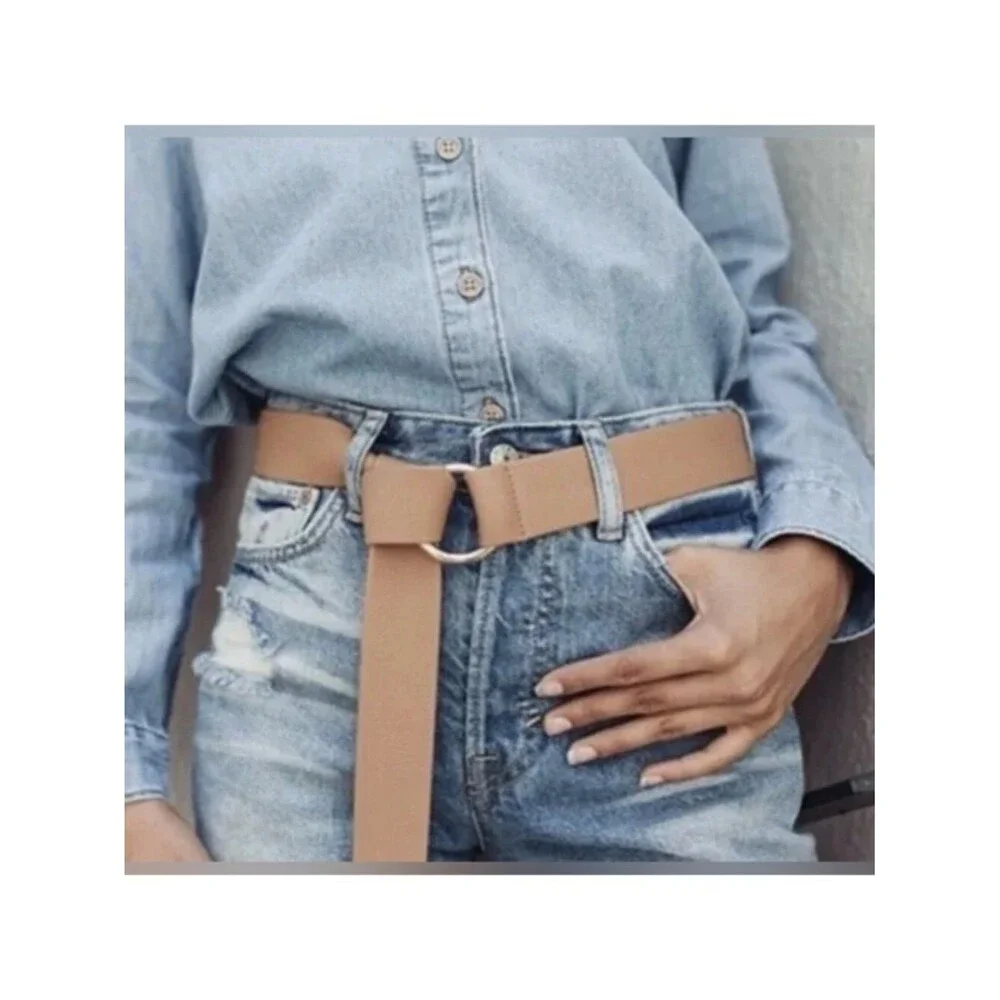 B-Low the Belt Mia Gold and Tan Chic Glam Business Casual Accent Belt NWT OS